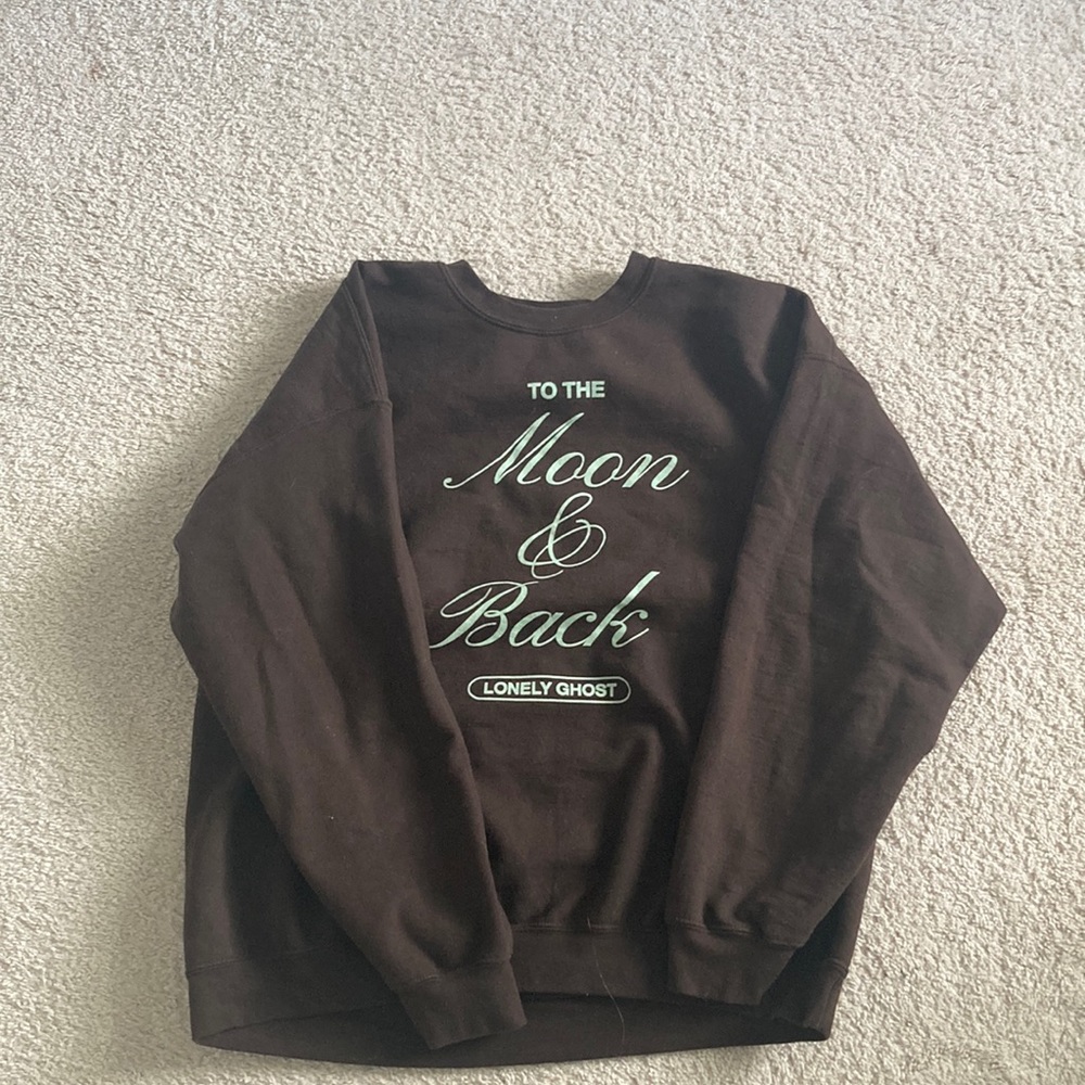 To the moon and back brown lonley ghost crew neck. Brand new
